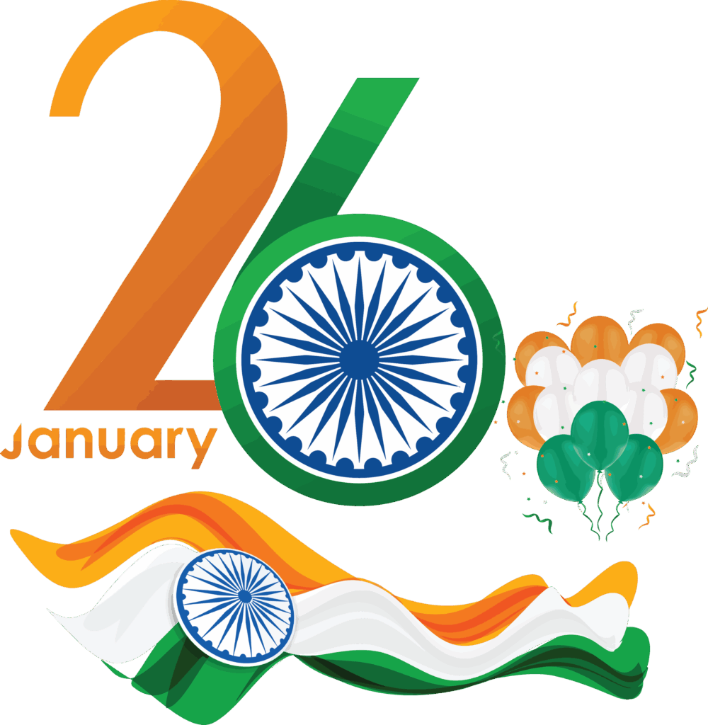 Illustration of Republic Day parade with Indian flag