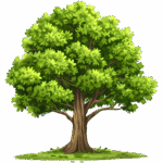 Illustration of trees with birds and animals for kids