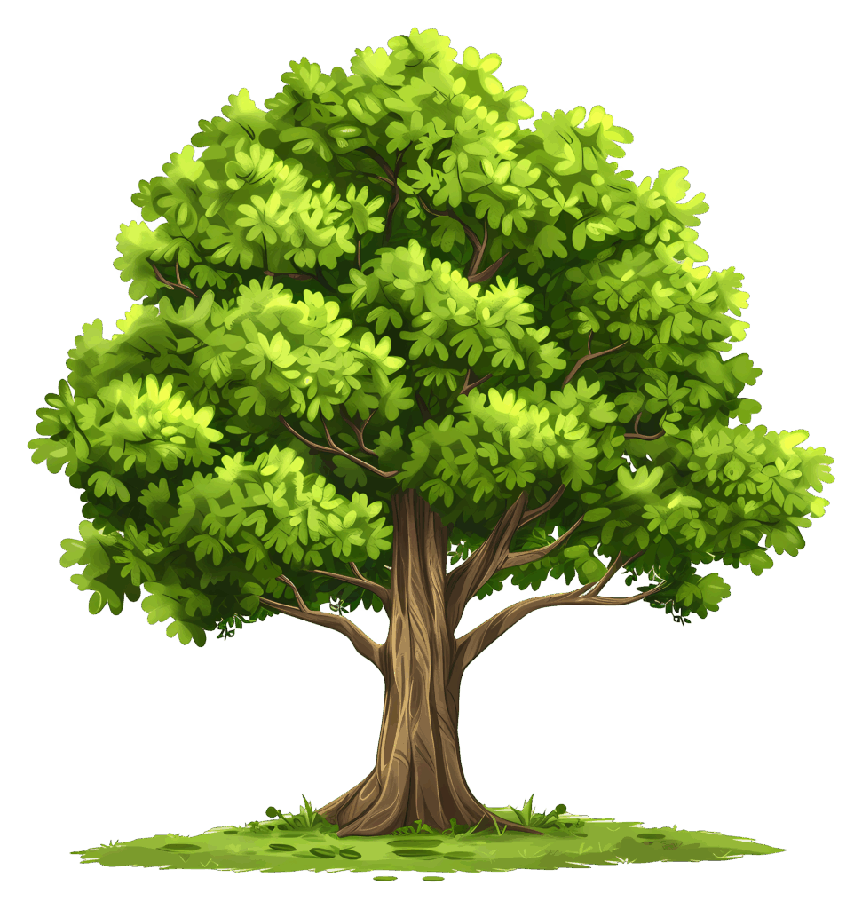 Illustration of trees with birds and animals for kids